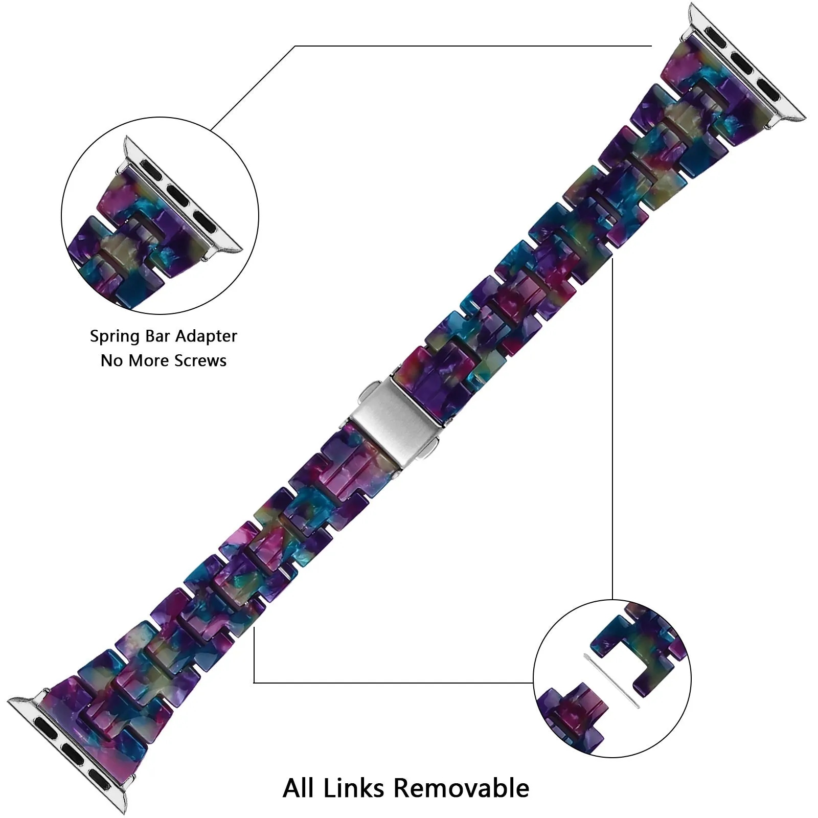 Luxury Feel Apple Watch Resin Strap (Multicoloured Purple)  Today Only!