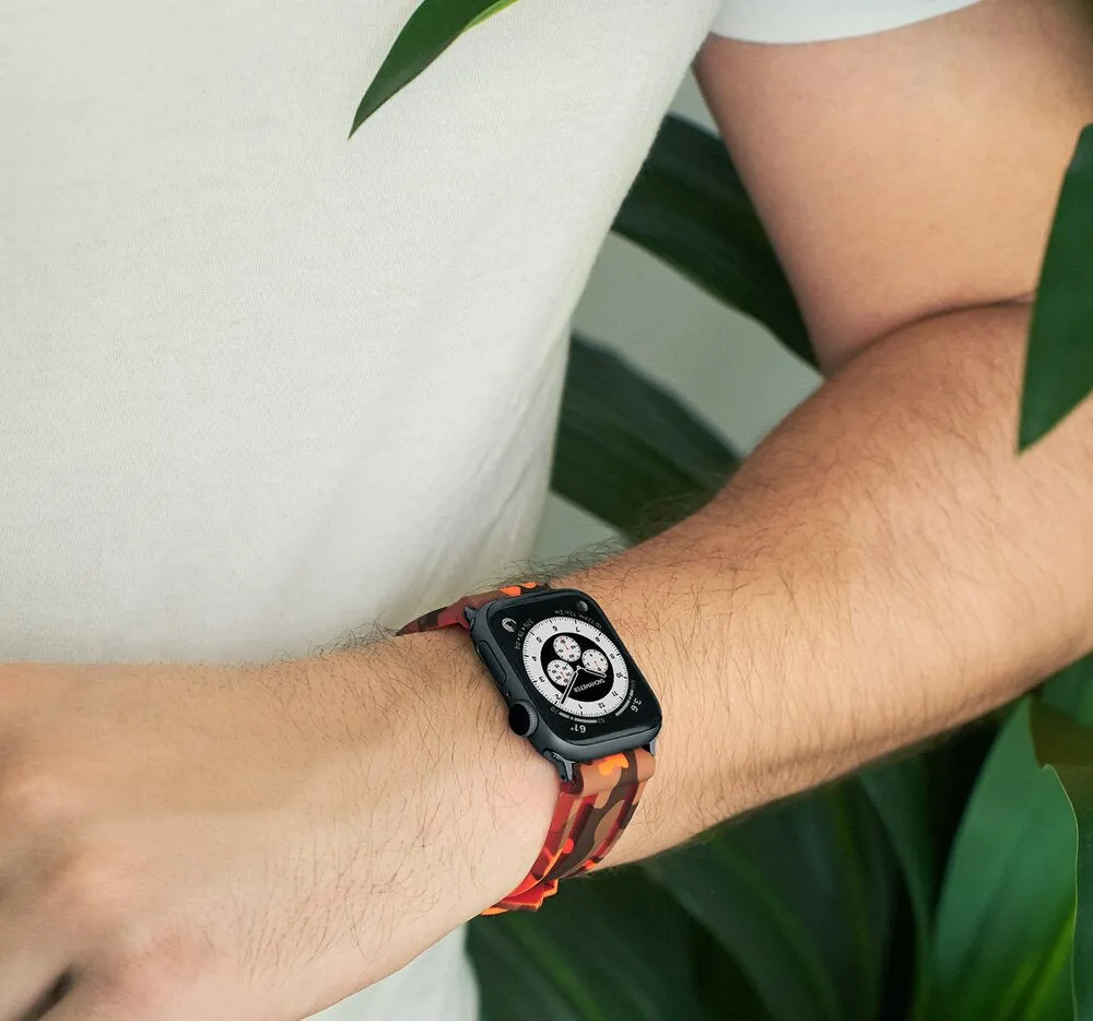 Luxury Feel Apple Watch Sport Band Orange Camo  Going Fast!