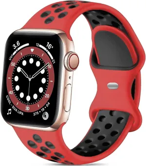 Luxury Feel Apple Watch Sport Strap Classic (Red/Black)  Dont Miss Out!