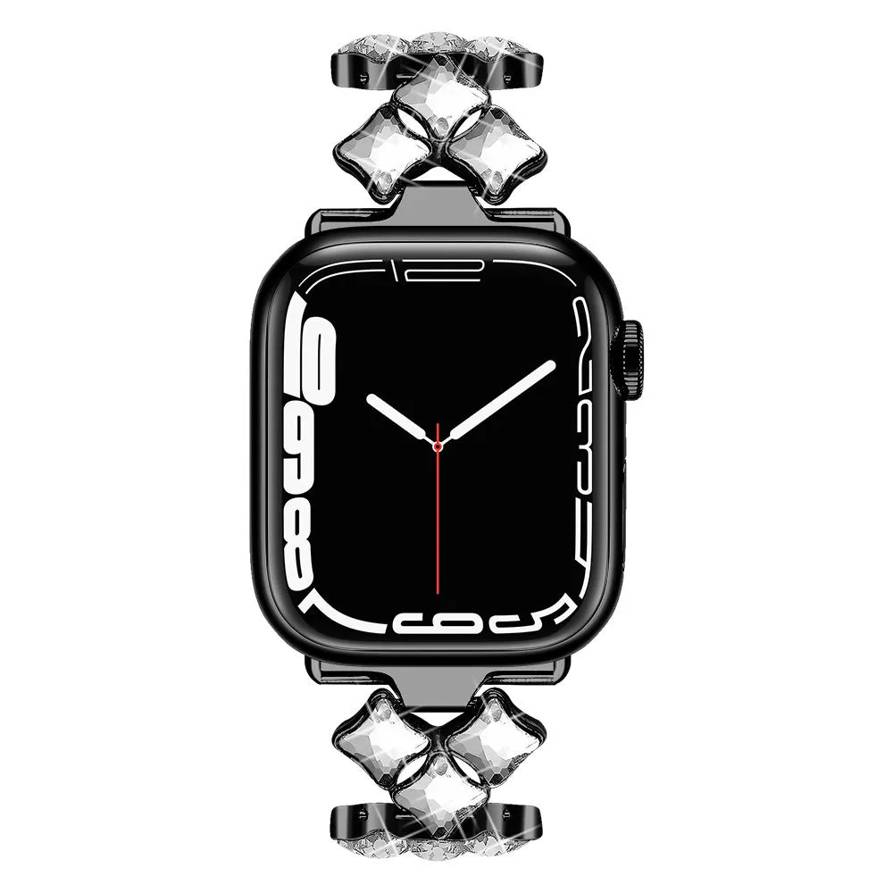 Luxury Feel Apple Watch Steel Diamond Strap (Black)  Going Fast!
