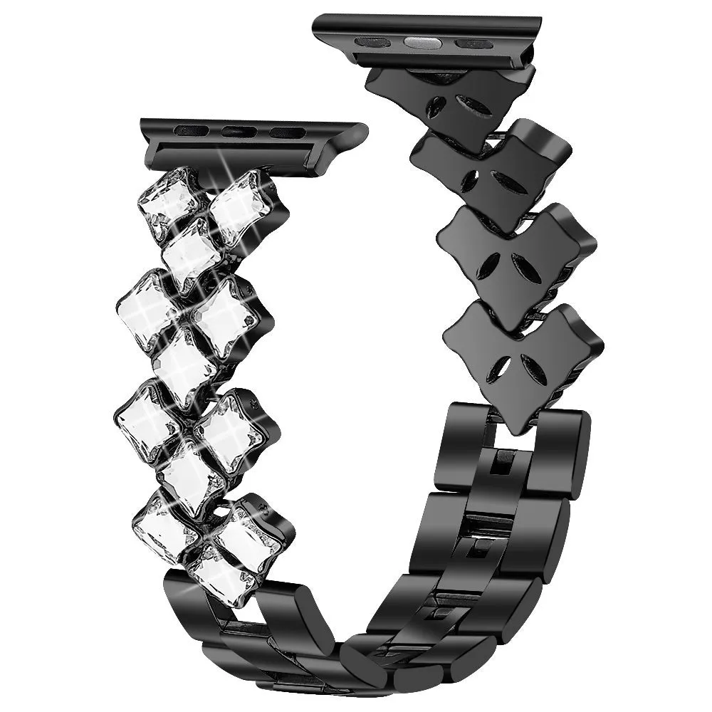 Luxury Feel Apple Watch Steel Diamond Strap (Black)  Going Fast!