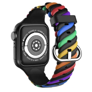 Luxury Feel Apple Watch Twisted Silicone Strap (Rainbow)  Stylish & Comfortable