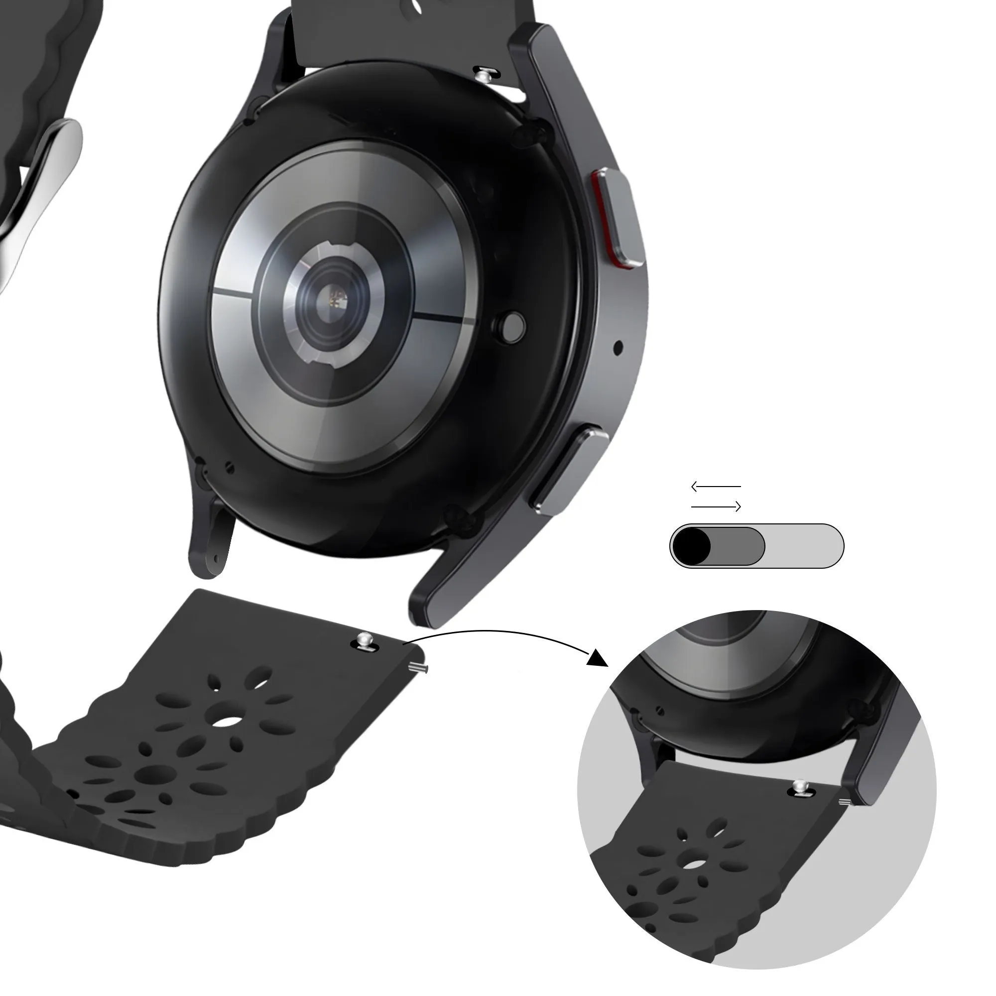 Luxury Feel Bandz Amazfit GTS 2 Silicone Strap with Cutouts (Black)  Dont Miss Out!