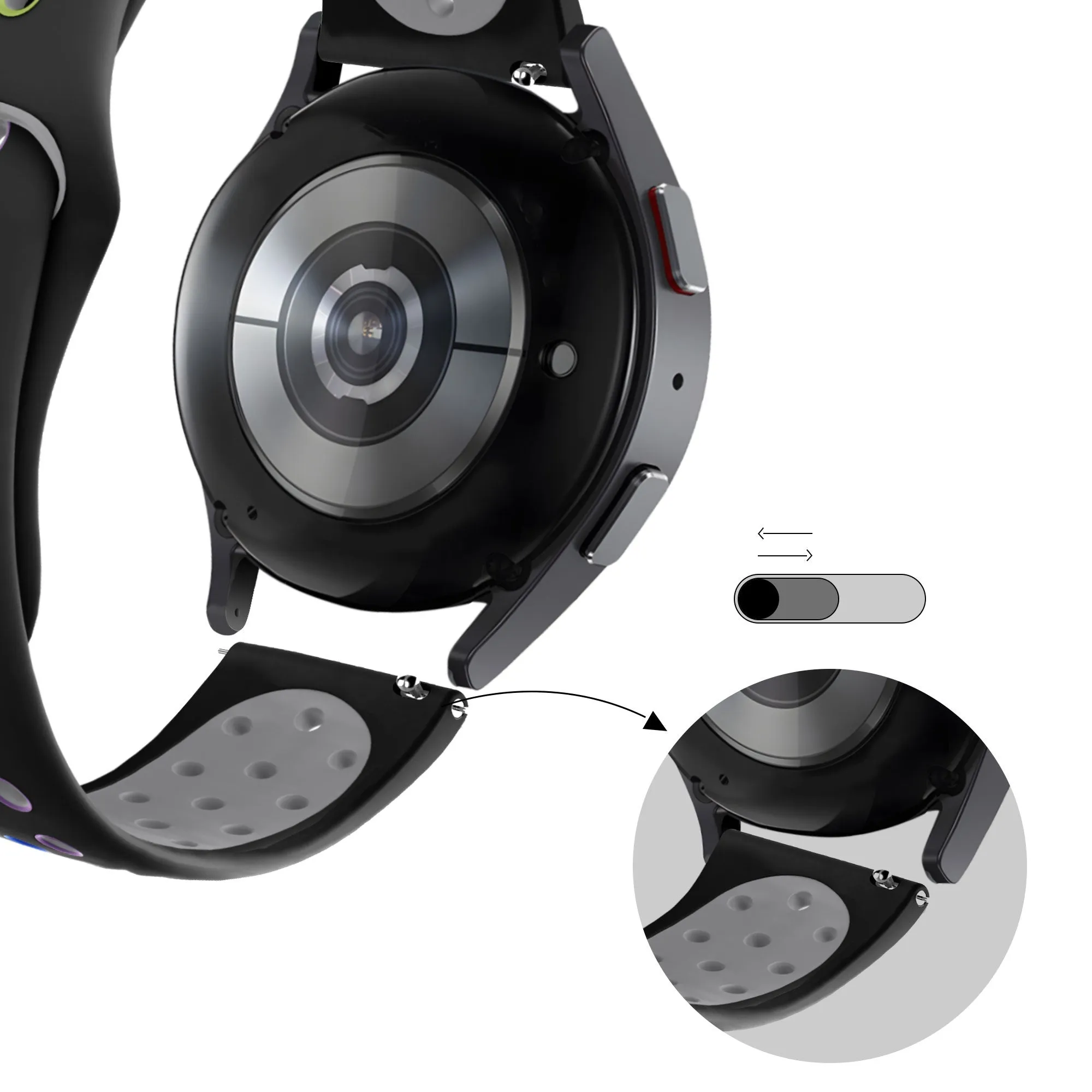 Luxury Feel Bandz Amazfit GTS 4 (Mini) Sport Strap 'Deluxe' (Black/Rainbow)  Limited Stock!