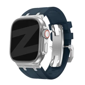 Luxury Feel Bandz Apple Watch Silicone Strap 'Luxe Liquid' (Blue With Silver)  Limited Availability!