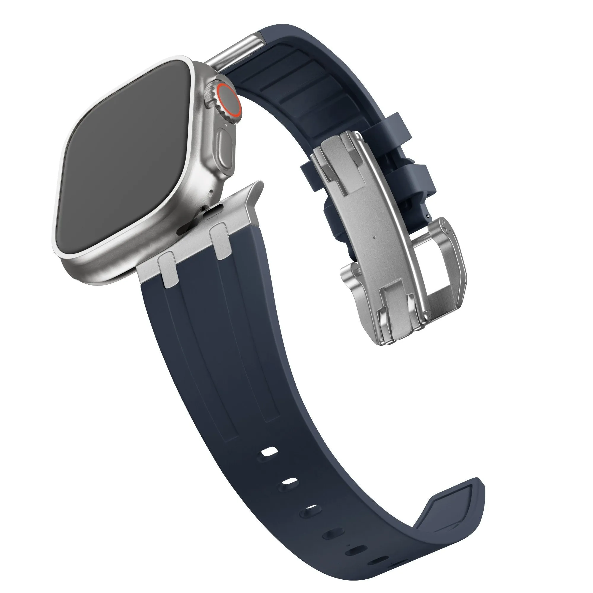 Luxury Feel Bandz Apple Watch Silicone Strap 'Luxe Liquid' (Blue With Silver)  Limited Availability!