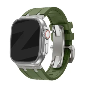 Luxury Feel Bandz Apple Watch Silicone Strap 'Luxe Liquid' (Green With Titanium)  Going Fast!
