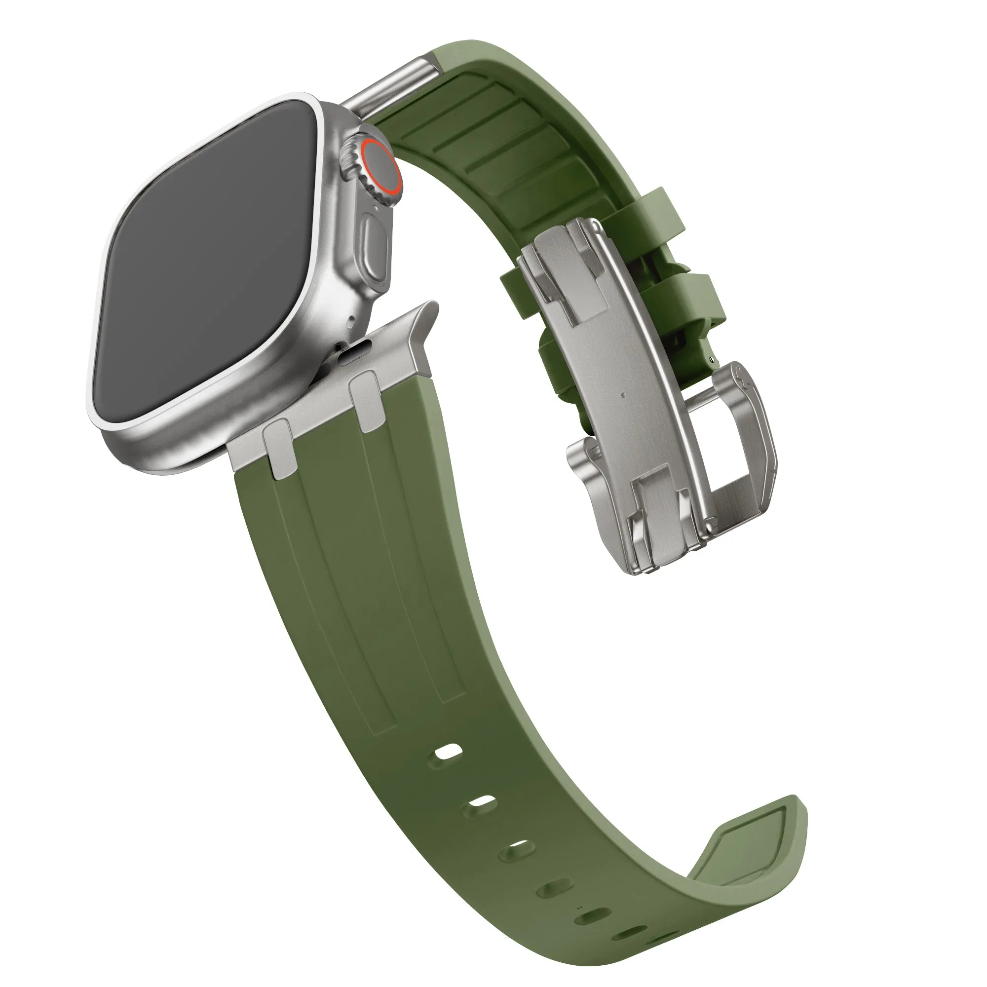 Luxury Feel Bandz Apple Watch Silicone Strap 'Luxe Liquid' (Green With Titanium)  Going Fast!