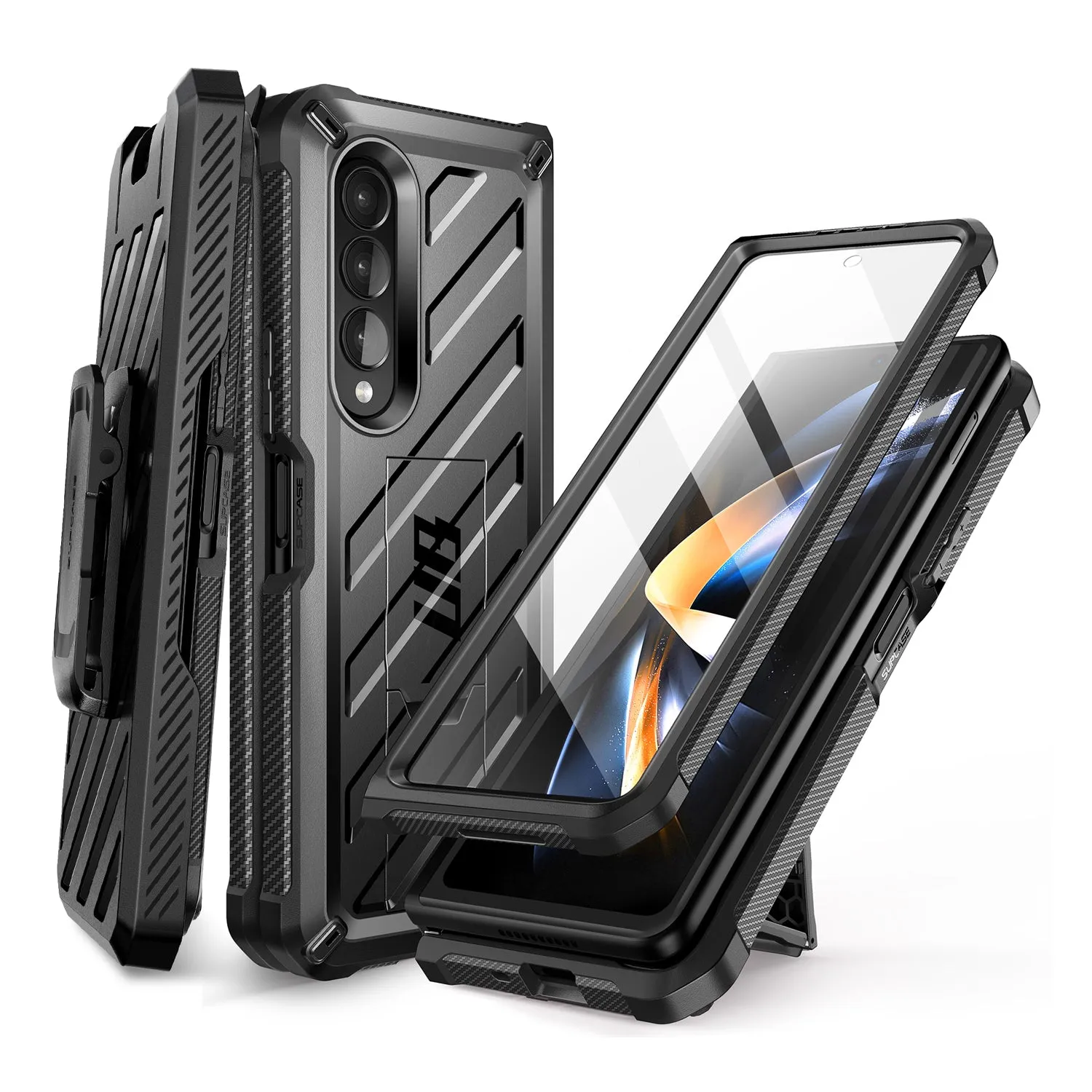 Luxury Feel Galaxy Z Fold4 Unicorn Beetle Kickstand Case with Screen Protector-Black  Almost Sold Out!