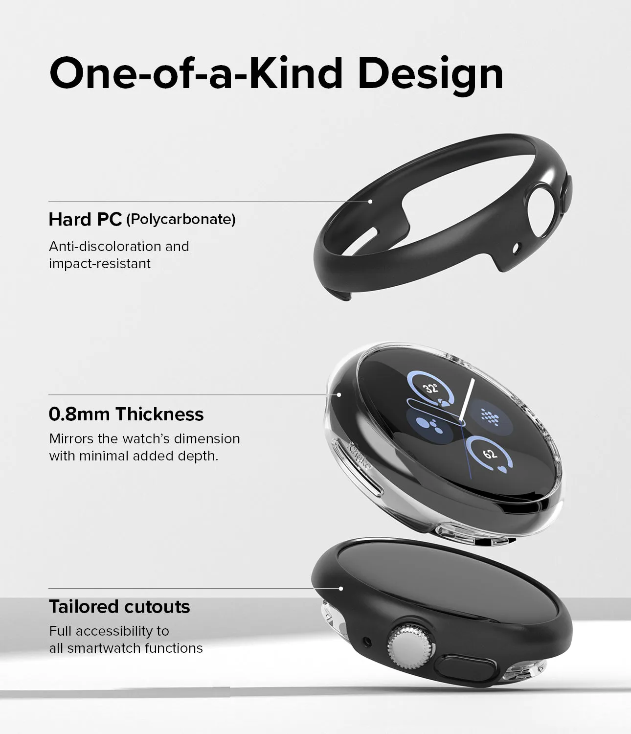 Luxury Feel Google Pixel Watch 2 | Slim (2P) - Clear/Matte Black  Going Fast!