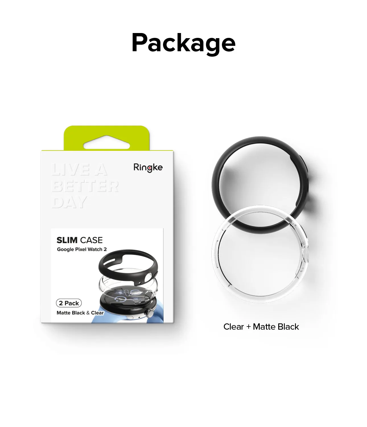 Luxury Feel Google Pixel Watch 2 | Slim (2P) - Clear/Matte Black  Going Fast!