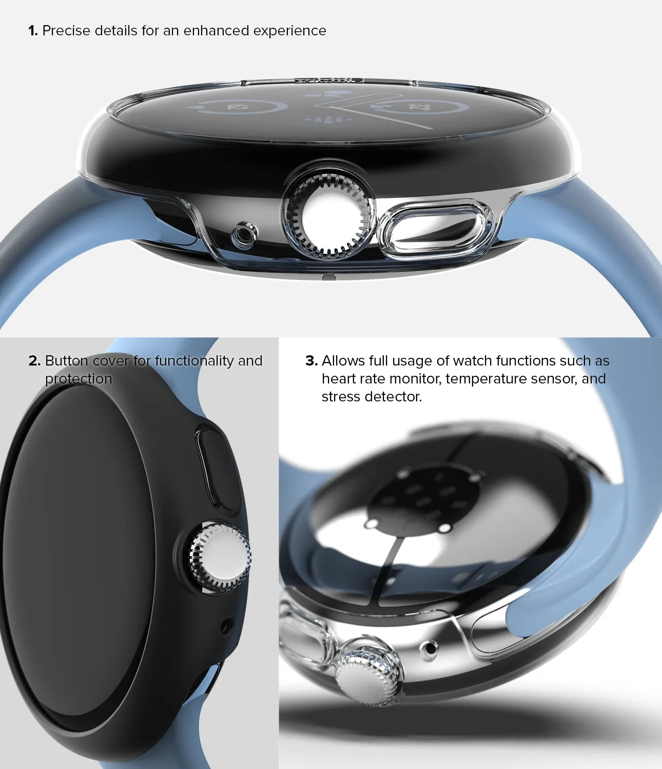 Luxury Feel Google Pixel Watch 2 | Slim (2P) - Clear/Matte Black  Going Fast!