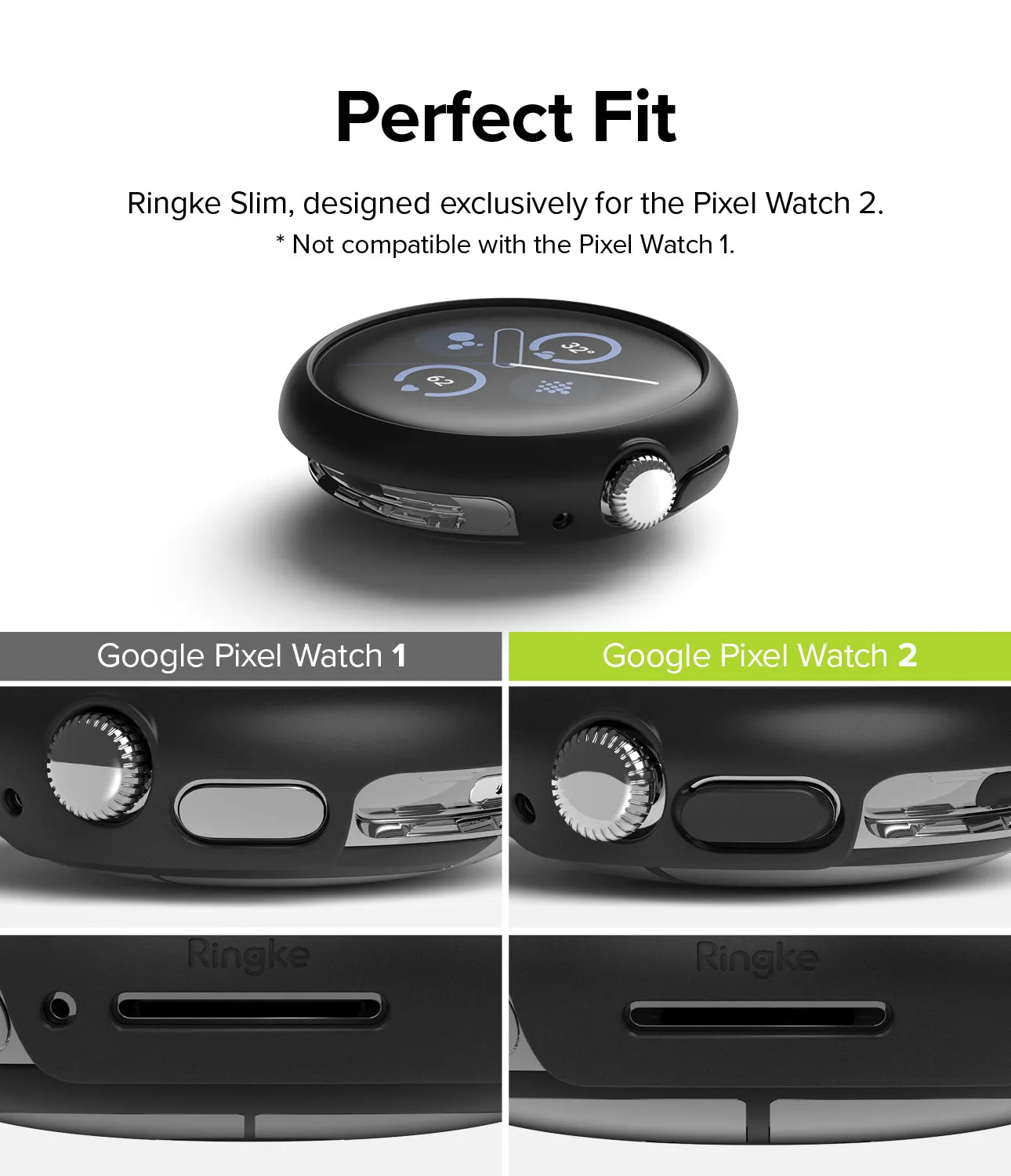 Luxury Feel Google Pixel Watch 2 | Slim (2P) - Clear/Matte Black  Going Fast!