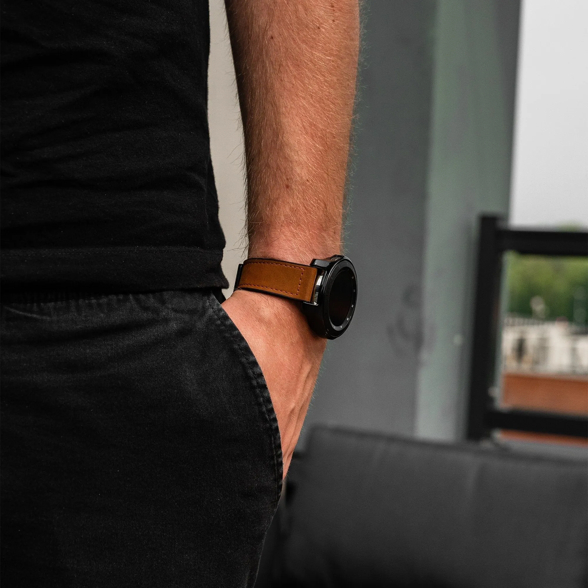 Luxury Feel Huawei Watch 3 (Pro) D-Buckle Leather Strap (Dark Brown)  Stylish & Comfortable