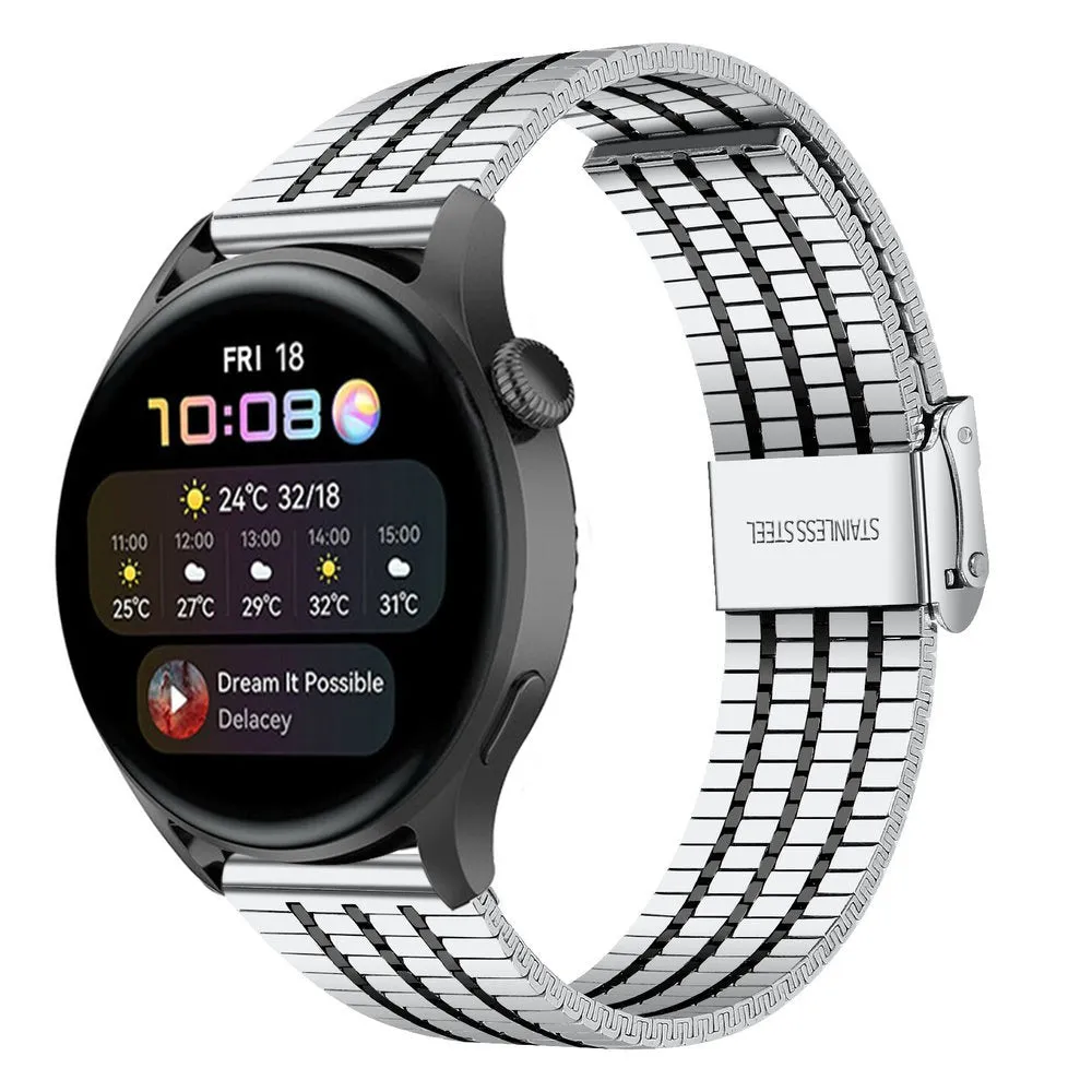 Luxury Feel Huawei Watch 3 (Pro) Fine Steel Strap (Silver/Black)  Ends Soon!