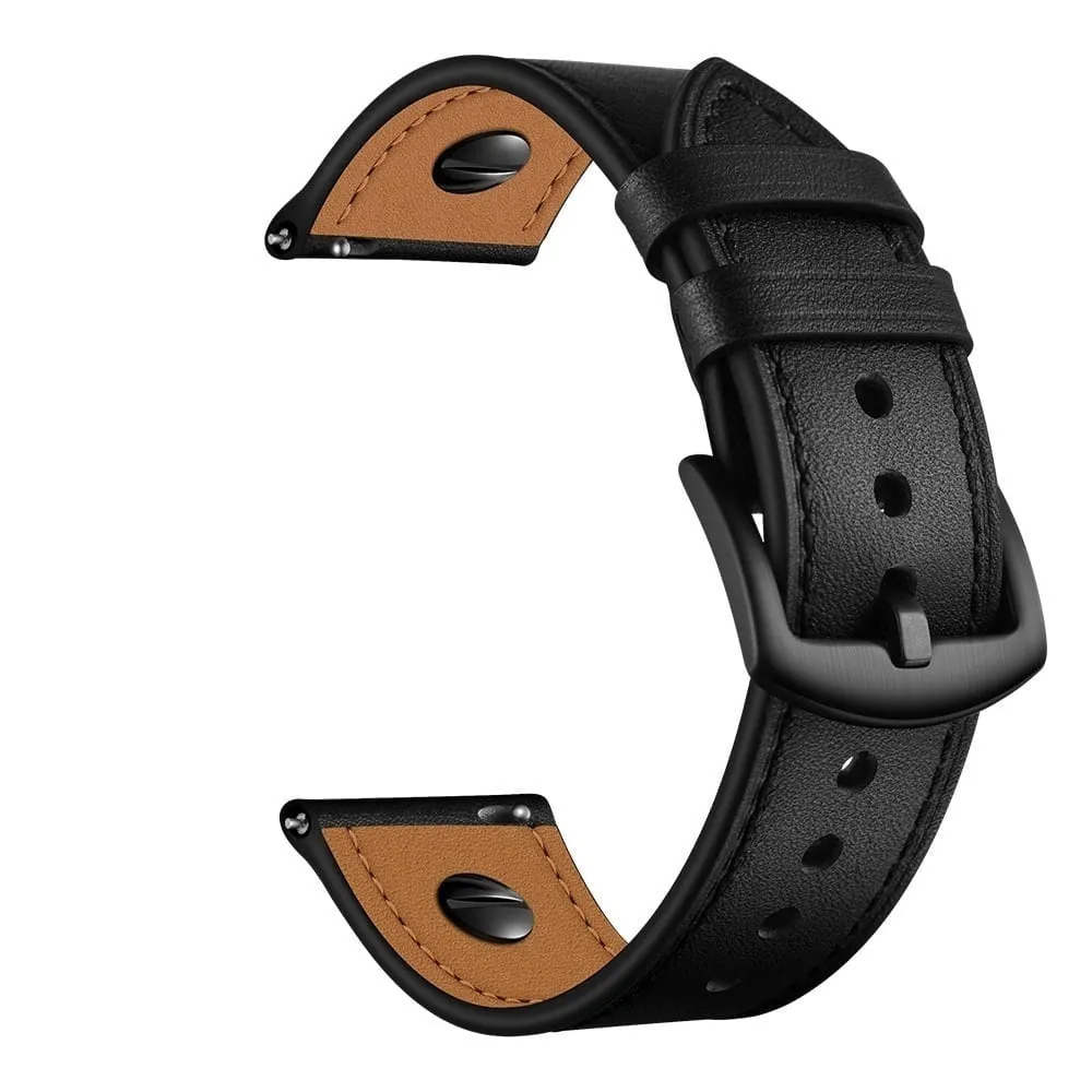 Luxury Feel Huawei Watch 5 - 46mm Leather Strap with Screw (Black)  Last Few Pieces!