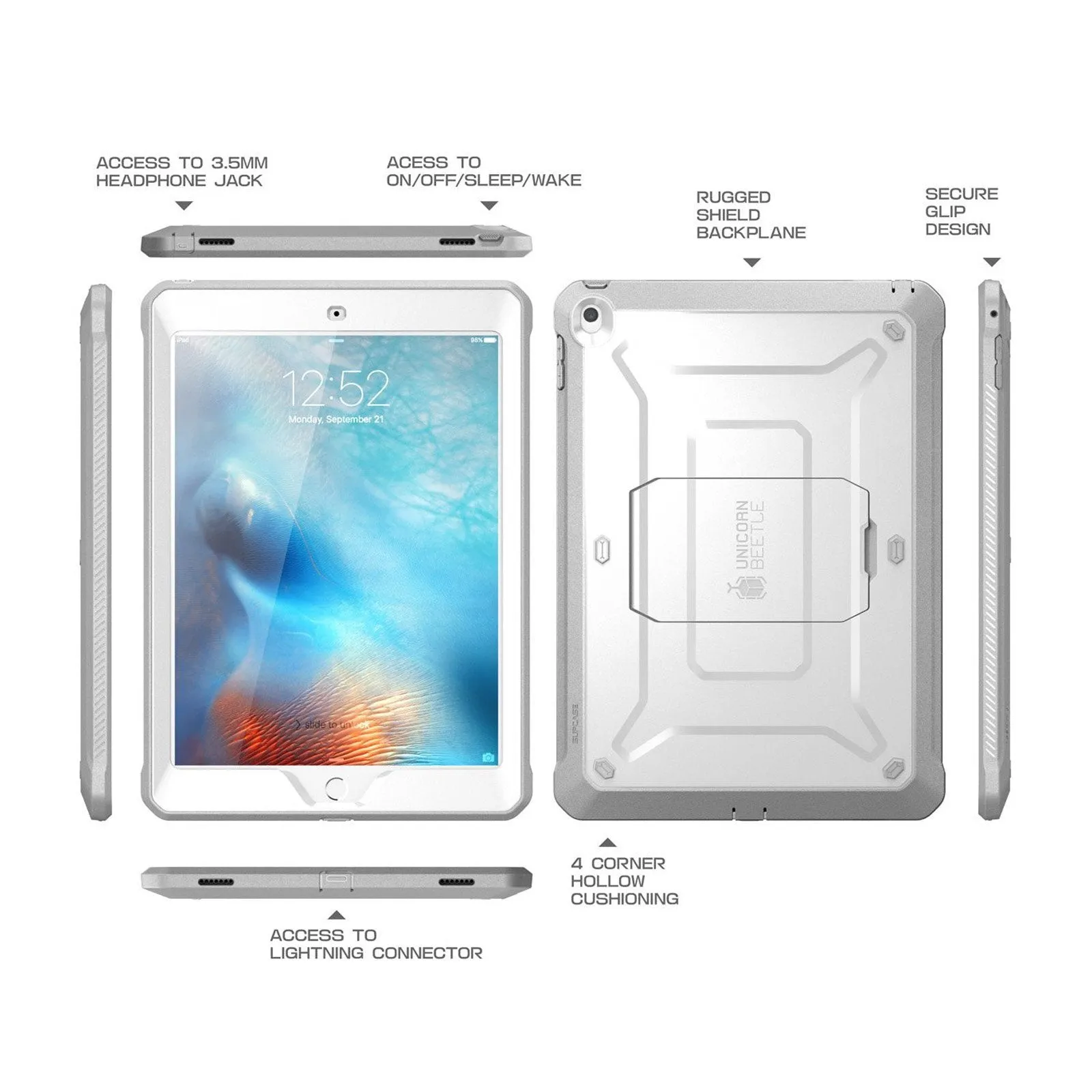 Luxury Feel iPad 9.7 inch Unicorn Beetle Pro Full-Body Case-White  Last Few Pieces!