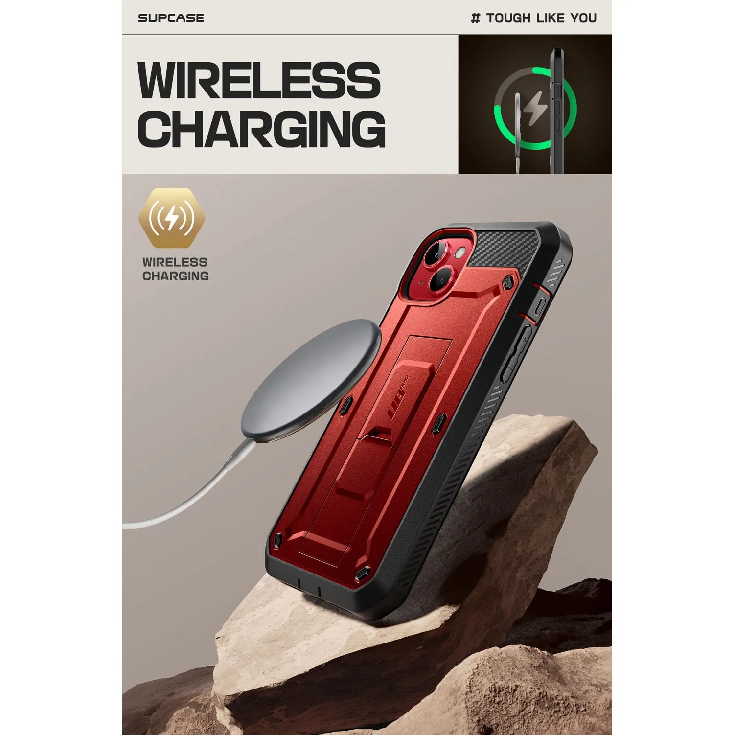 Luxury Feel iPhone 15 6.1 inch Unicorn Beetle PRO Rugged Case-Metallic Red  Today Only!