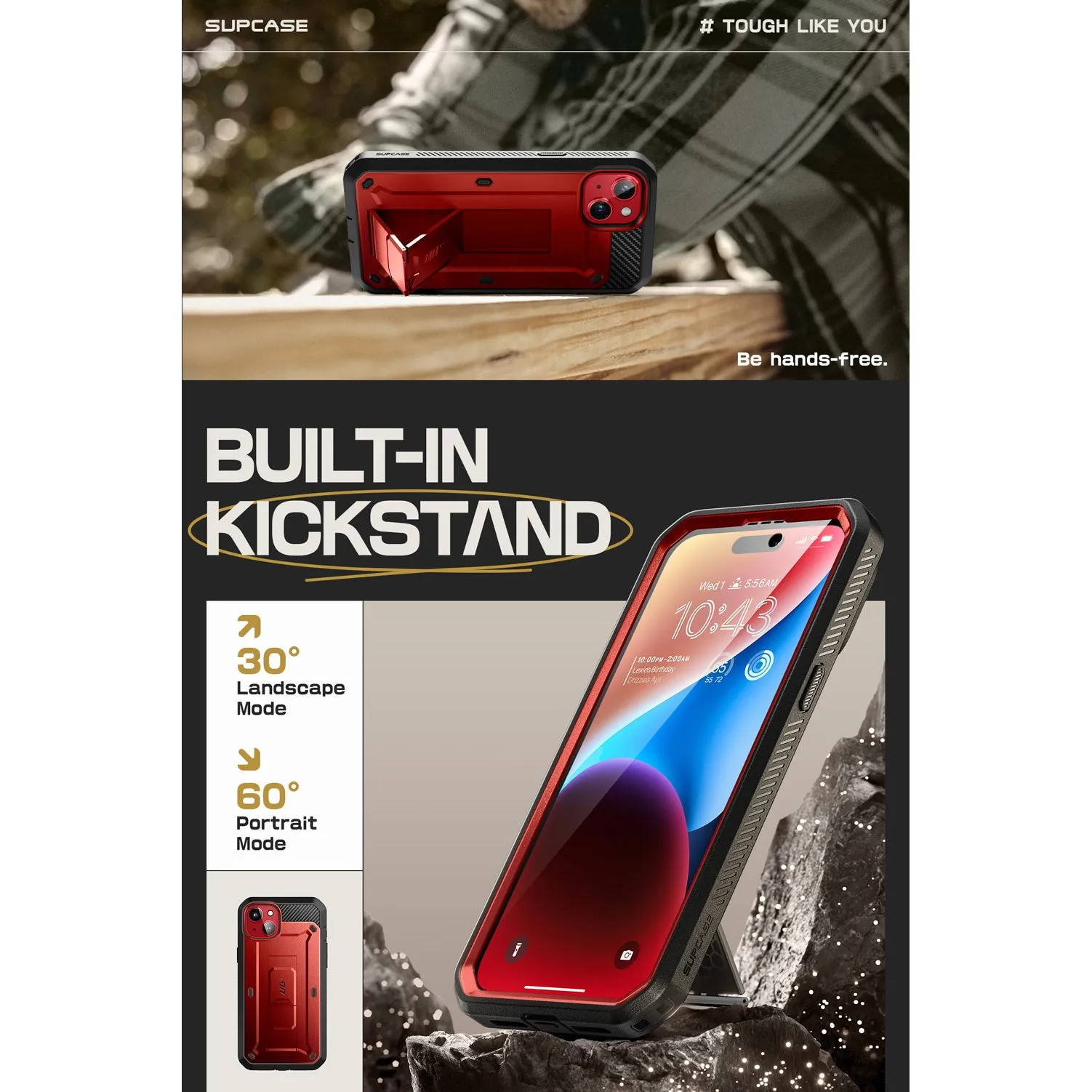 Luxury Feel iPhone 15 6.1 inch Unicorn Beetle PRO Rugged Case-Metallic Red  Today Only!