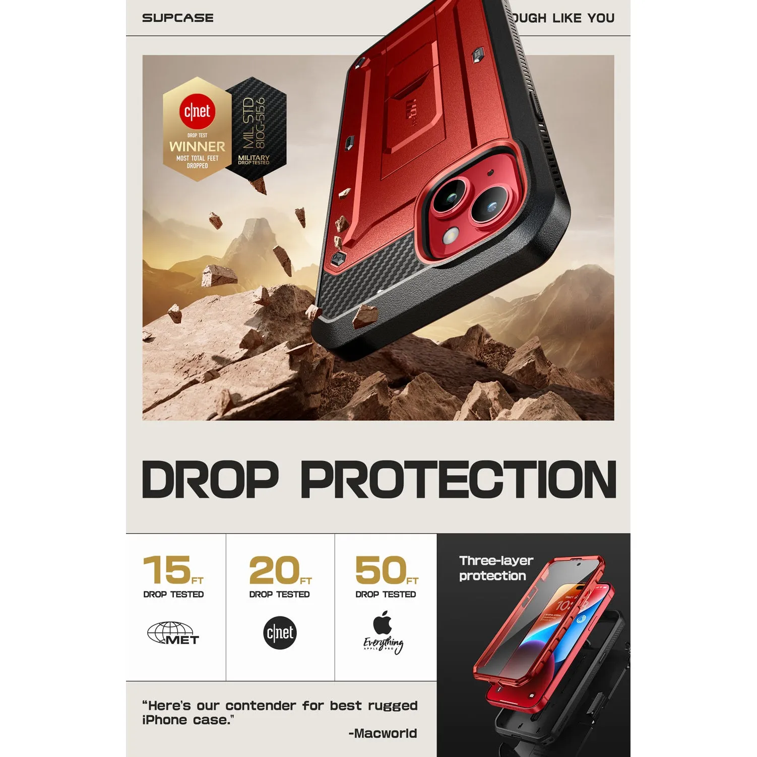 Luxury Feel iPhone 15 6.1 inch Unicorn Beetle PRO Rugged Case-Metallic Red  Today Only!