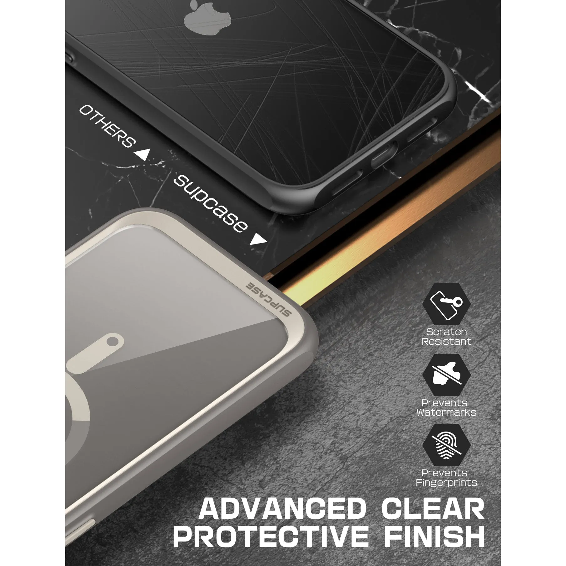 Luxury Feel iPhone 15 Pro 6.1 inch Unicorn Beetle MAG Slim Clear MagSafe Case-Gray  Today Only!