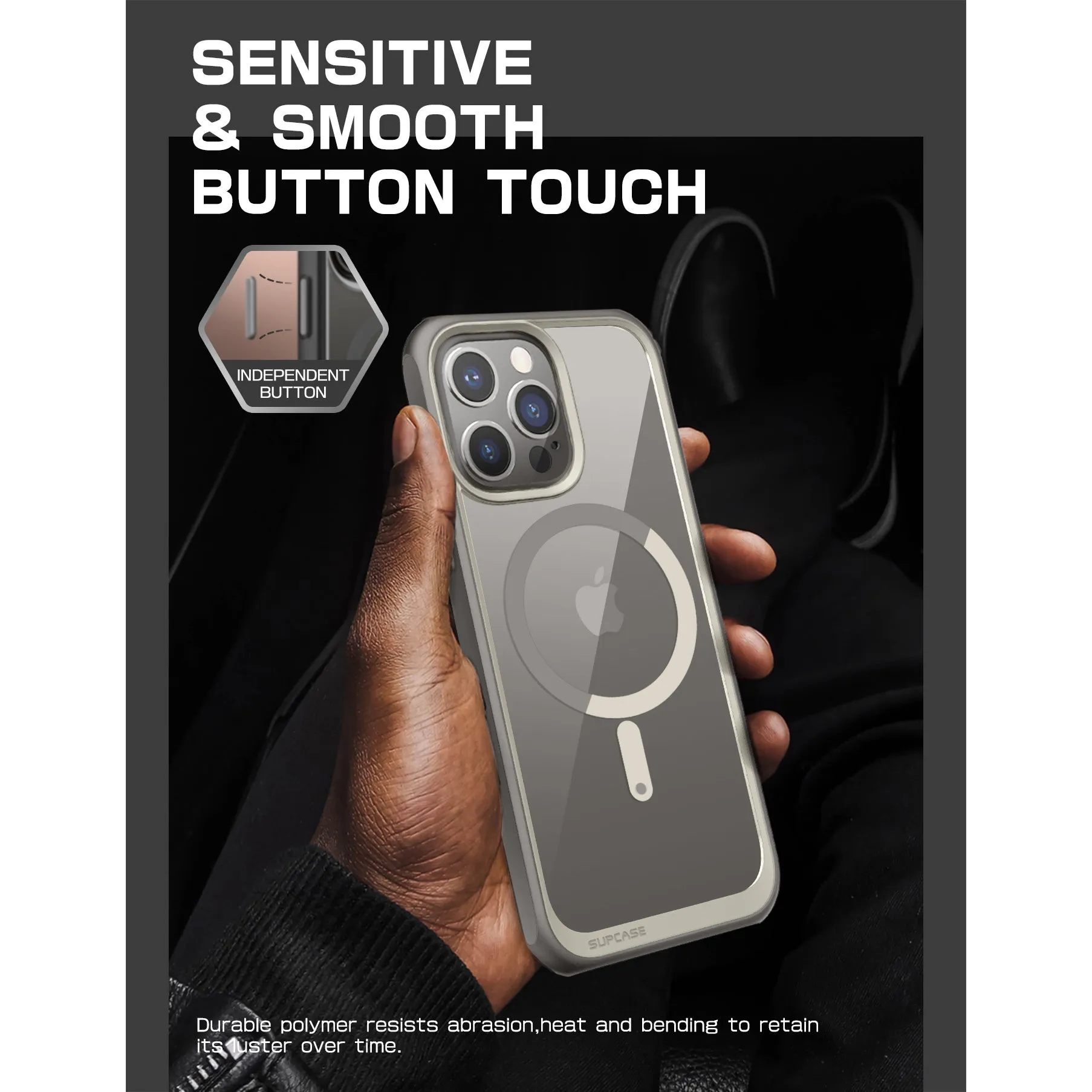 Luxury Feel iPhone 15 Pro 6.1 inch Unicorn Beetle MAG Slim Clear MagSafe Case-Gray  Today Only!