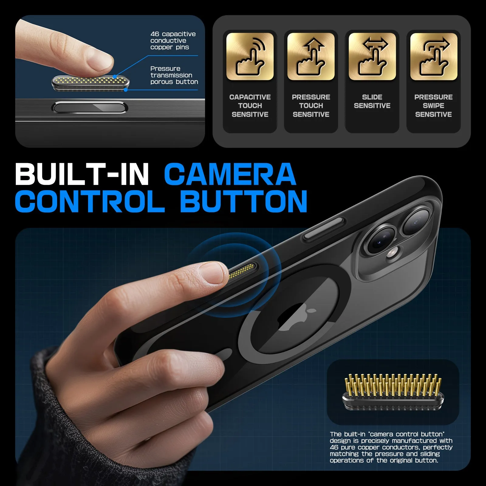 Luxury Feel iPhone 16 6.1 inch Unicorn Beetle MAG Slim Clear MagSafe Camera Control Button Case-Black  Dont Miss Out!