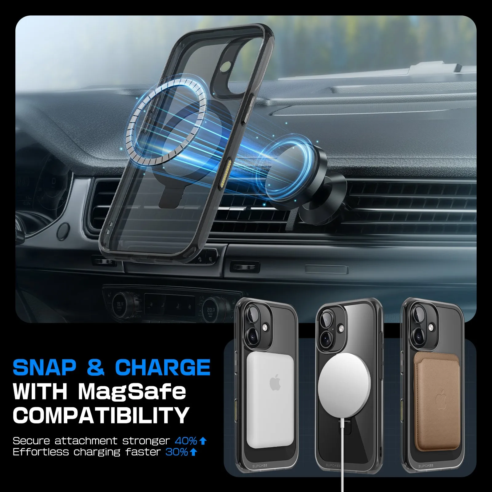 Luxury Feel iPhone 16 6.1 inch Unicorn Beetle MAG Slim Clear MagSafe Camera Control Button Case-Black  Dont Miss Out!