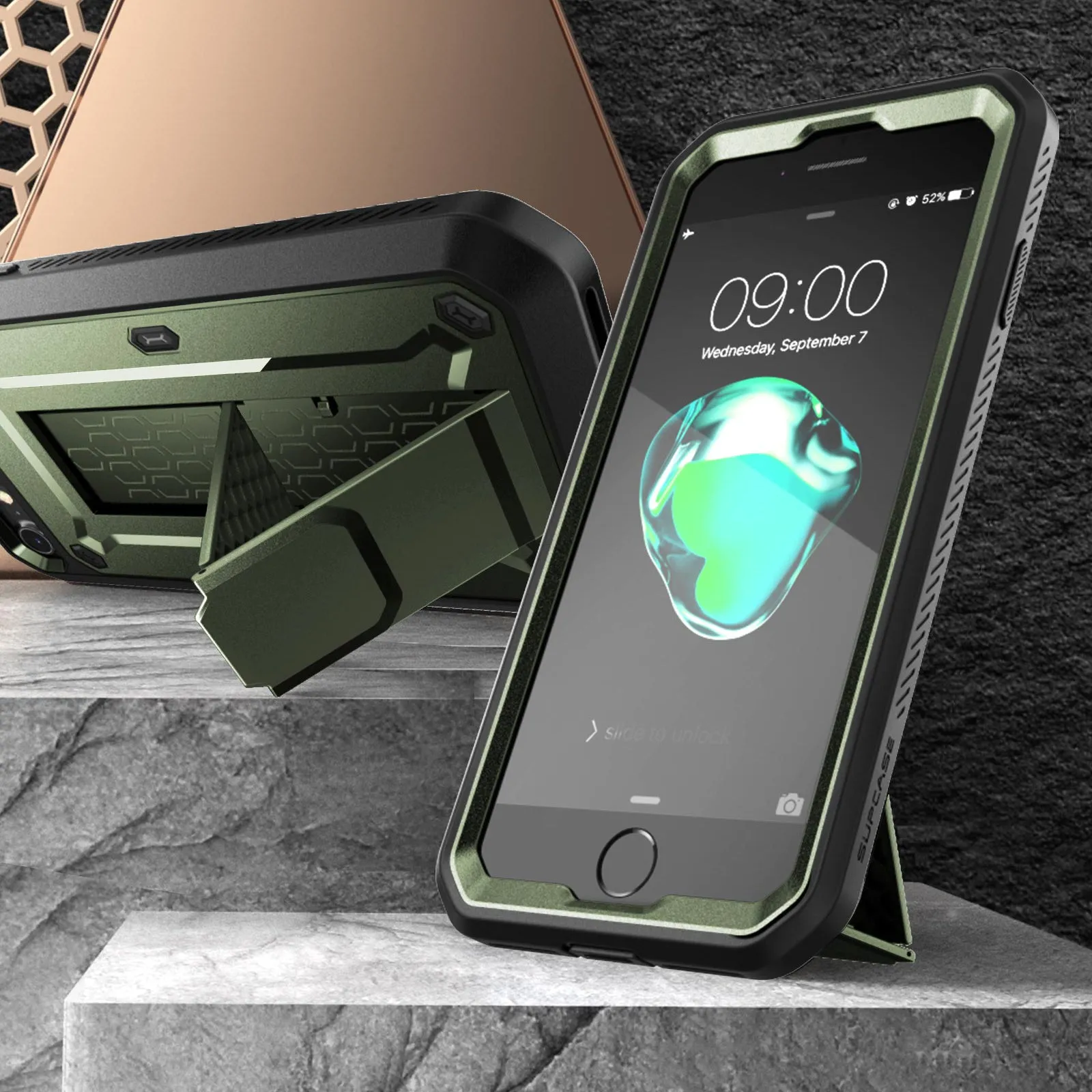Luxury Feel iPhone 7 / 8 Unicorn Beetle Pro Full-Body Case with Kickstand-Dark Green  Limited Release!