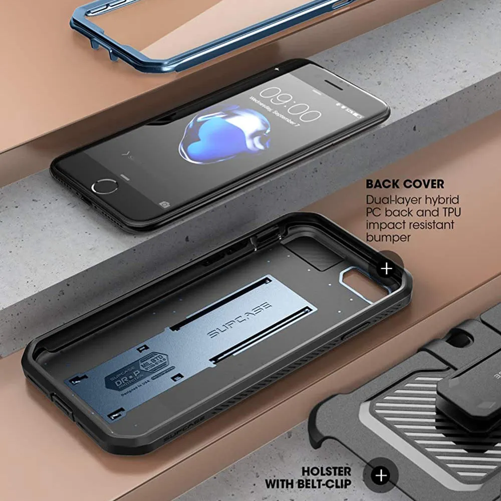 Luxury Feel iPhone 7 / 8 Unicorn Beetle Pro Full-Body Case with Kickstand-Metallic Blue  Limited Release!