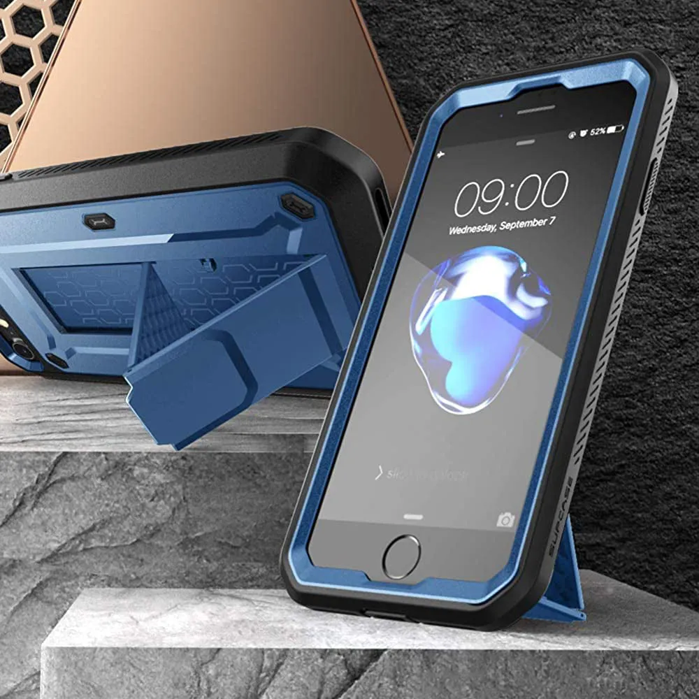 Luxury Feel iPhone 7 / 8 Unicorn Beetle Pro Full-Body Case with Kickstand-Metallic Blue  Limited Release!