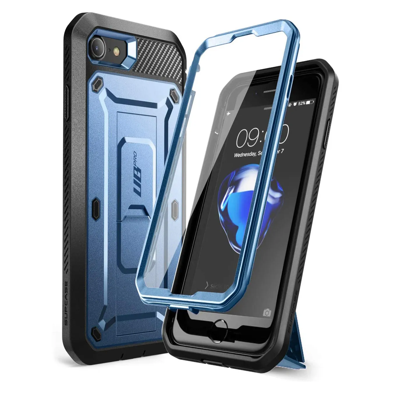 Luxury Feel iPhone 7 / 8 Unicorn Beetle Pro Full-Body Case with Kickstand-Metallic Blue  Limited Release!