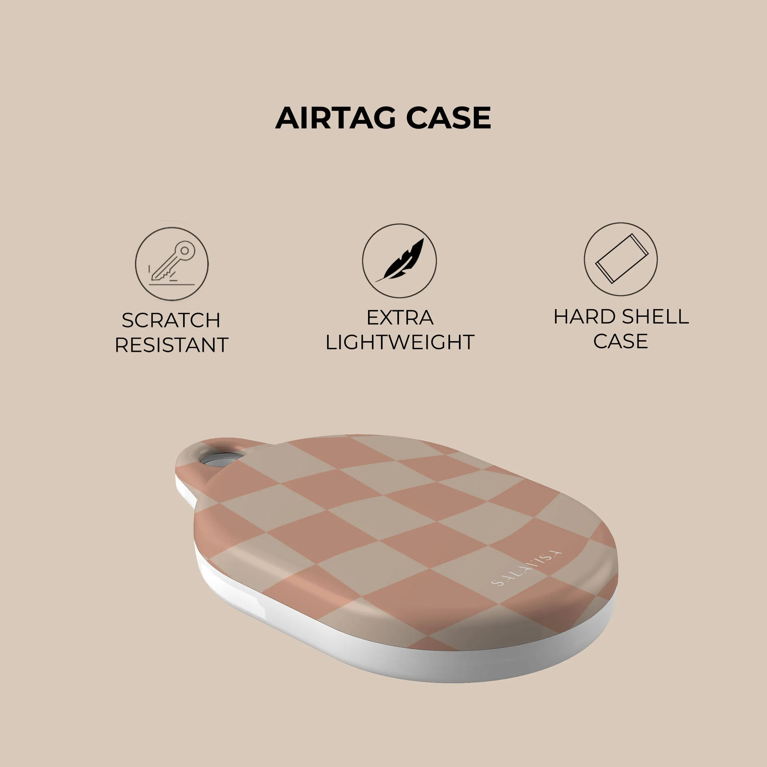 Luxury Feel Neutral Wave Checkered AirTag Holder  Limited Stock!