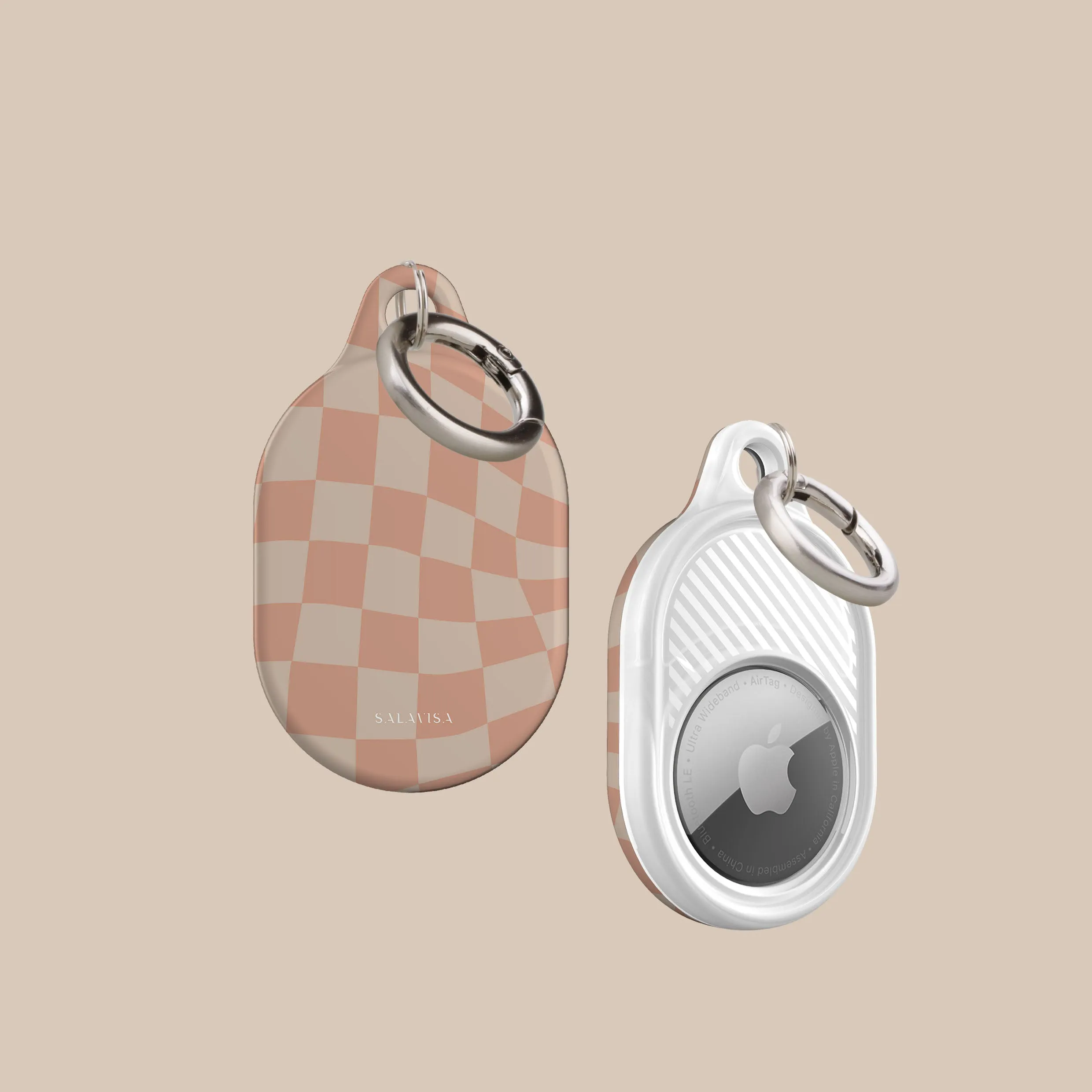Luxury Feel Neutral Wave Checkered AirTag Holder  Limited Stock!