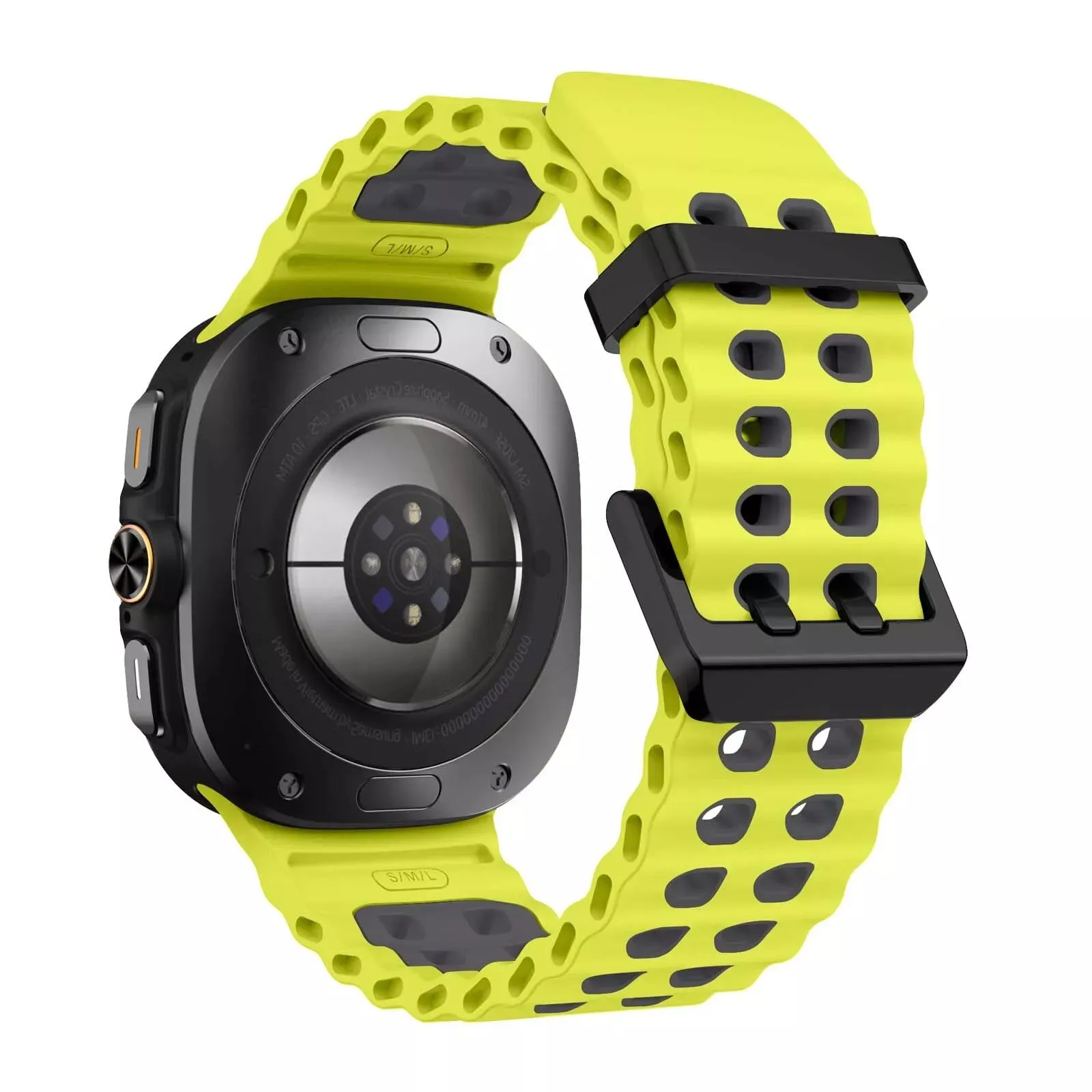 Luxury Feel Samsung Galaxy Watch Ultra Wave Silicone Strap (Lime/Dark Gray)  Dont Miss Out!