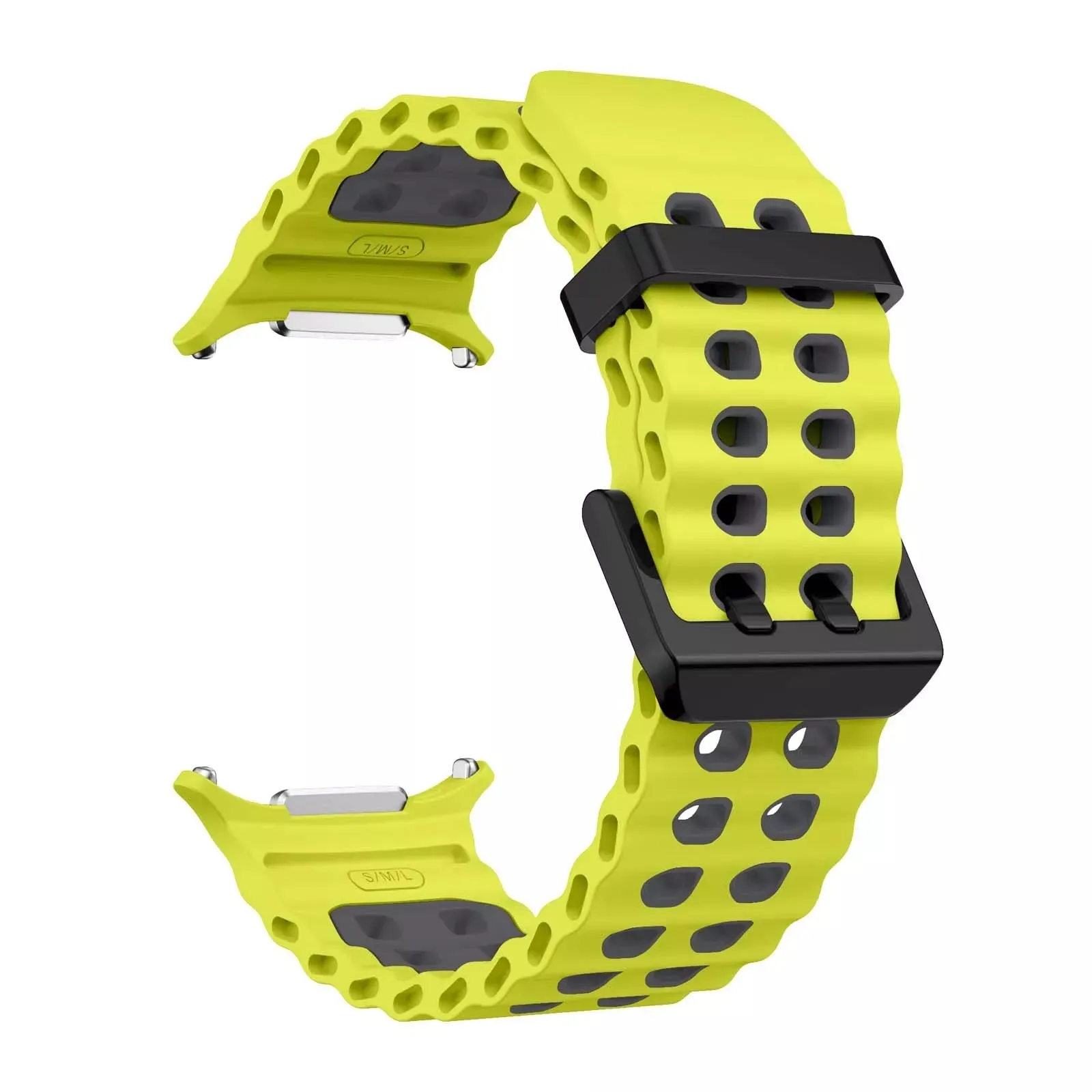 Luxury Feel Samsung Galaxy Watch Ultra Wave Silicone Strap (Lime/Dark Gray)  Dont Miss Out!