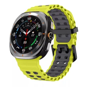 Luxury Feel Samsung Galaxy Watch Ultra Wave Silicone Strap (Lime/Dark Gray)  Dont Miss Out!