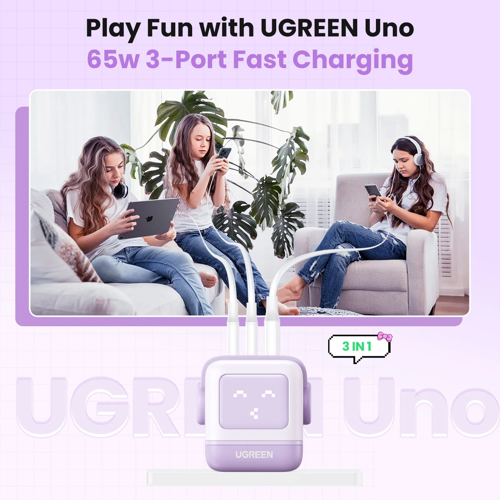 Luxury Feel UGREEN Uno Charger 65W (Purple)  Ends Soon!