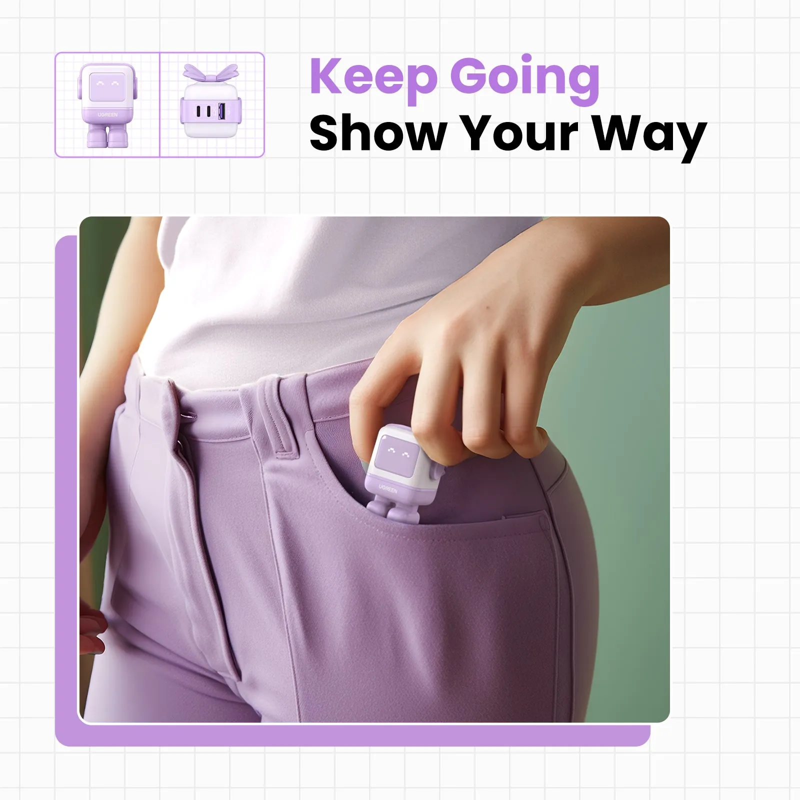 Luxury Feel UGREEN Uno Charger 65W (Purple)  Ends Soon!