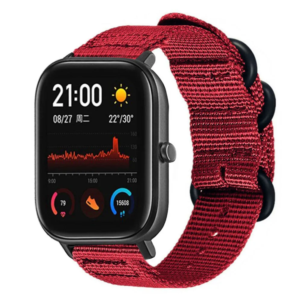 Luxury Feel Xiaomi Amazfit GTS Nylon Strap with Buckle (Red)  Almost Gone!