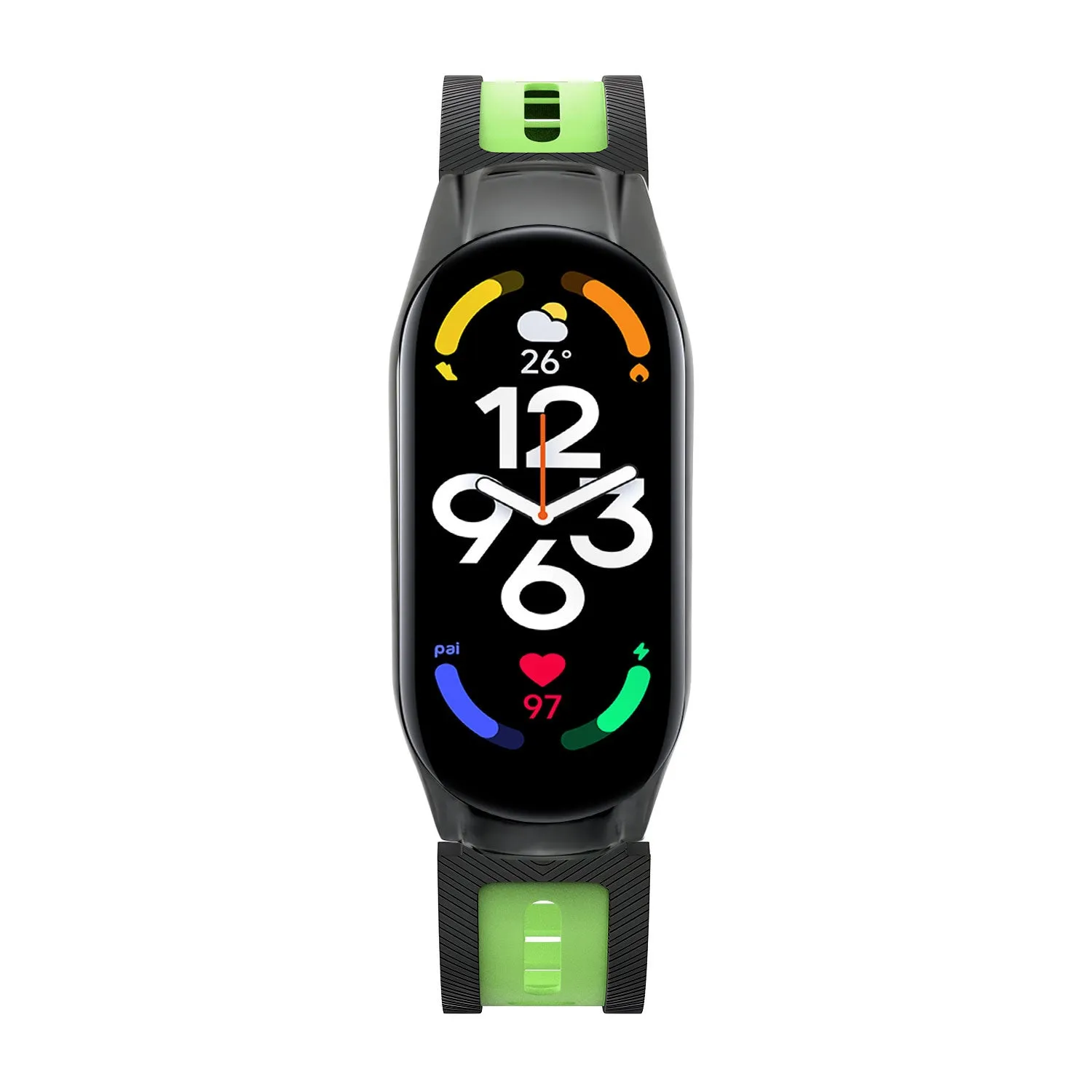 Luxury Feel Xiaomi Mi Band 7 Sport Strap with Frame (Black/Green)  Stylish & Comfortable