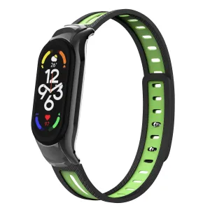 Luxury Feel Xiaomi Mi Band 7 Sport Strap with Frame (Black/Green)  Stylish & Comfortable
