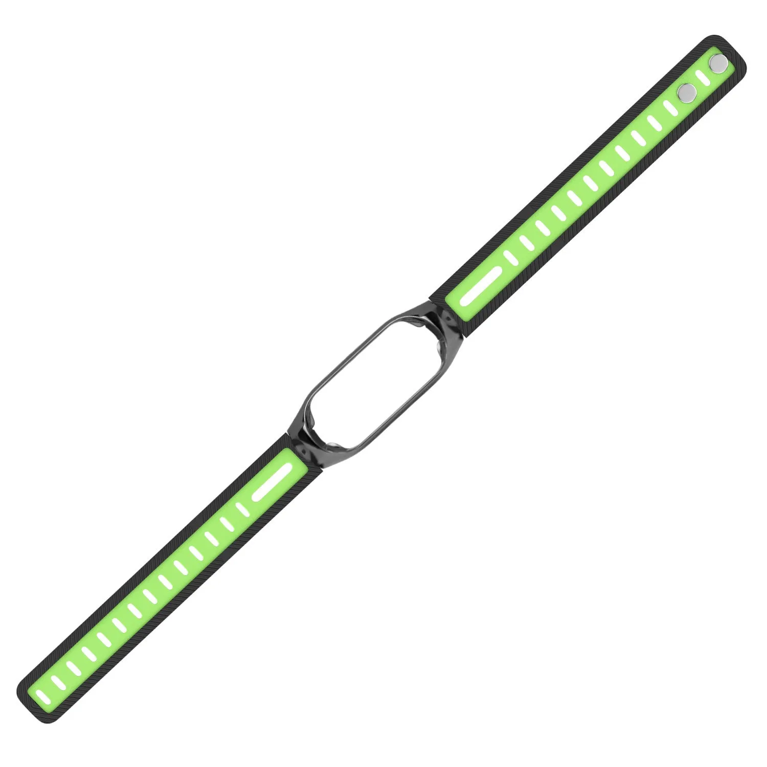 Luxury Feel Xiaomi Mi Band 7 Sport Strap with Frame (Black/Green)  Stylish & Comfortable