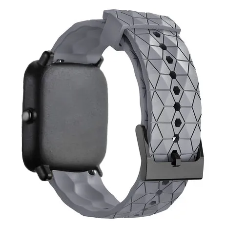 Premium Quality Amazfit GTS 2 Silicone Strap Hexagons (Grey)  Going Fast!