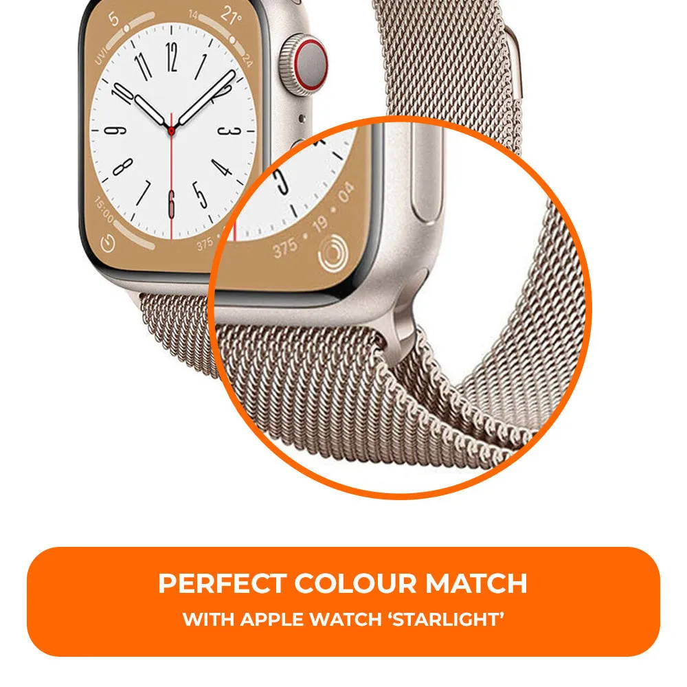 Premium Quality Apple Watch Milanese Strap (Starlight)  Ends Soon!