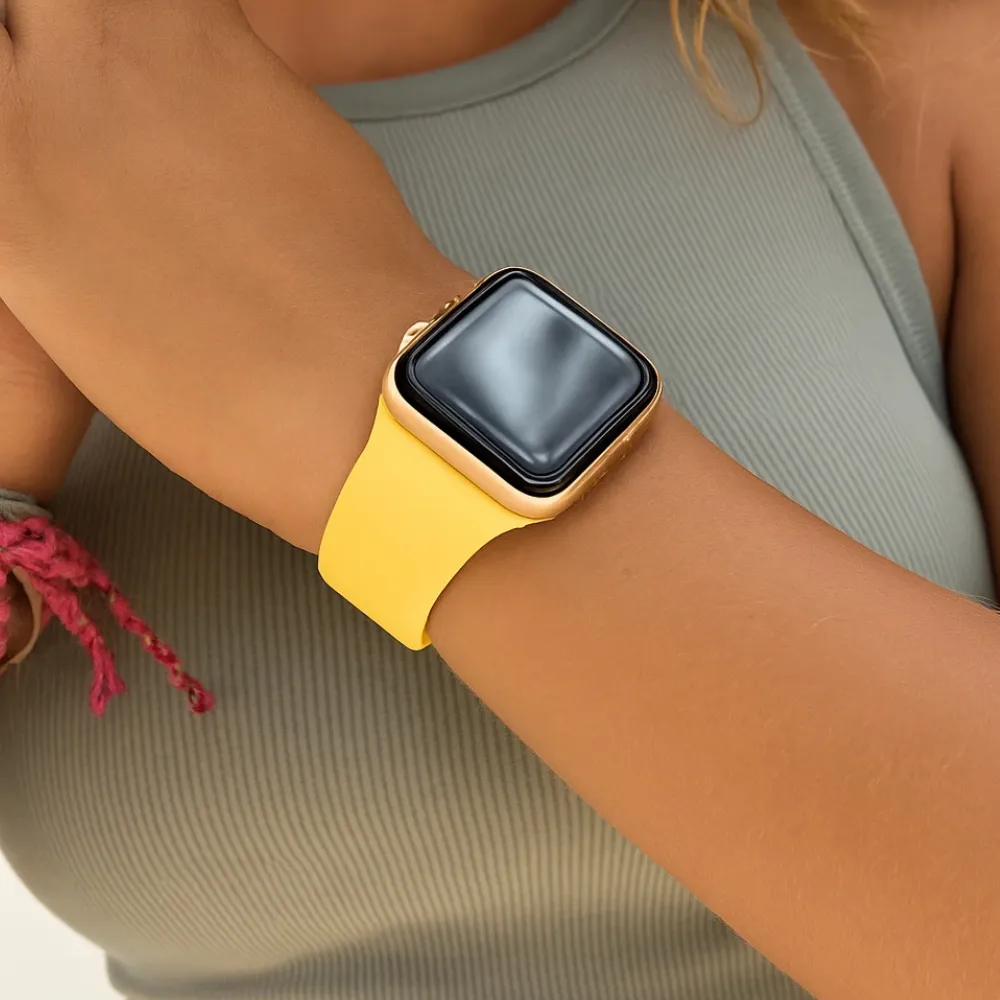 Premium Quality Apple Watch Silicone Strap (Yellow)  Stylish & Comfortable