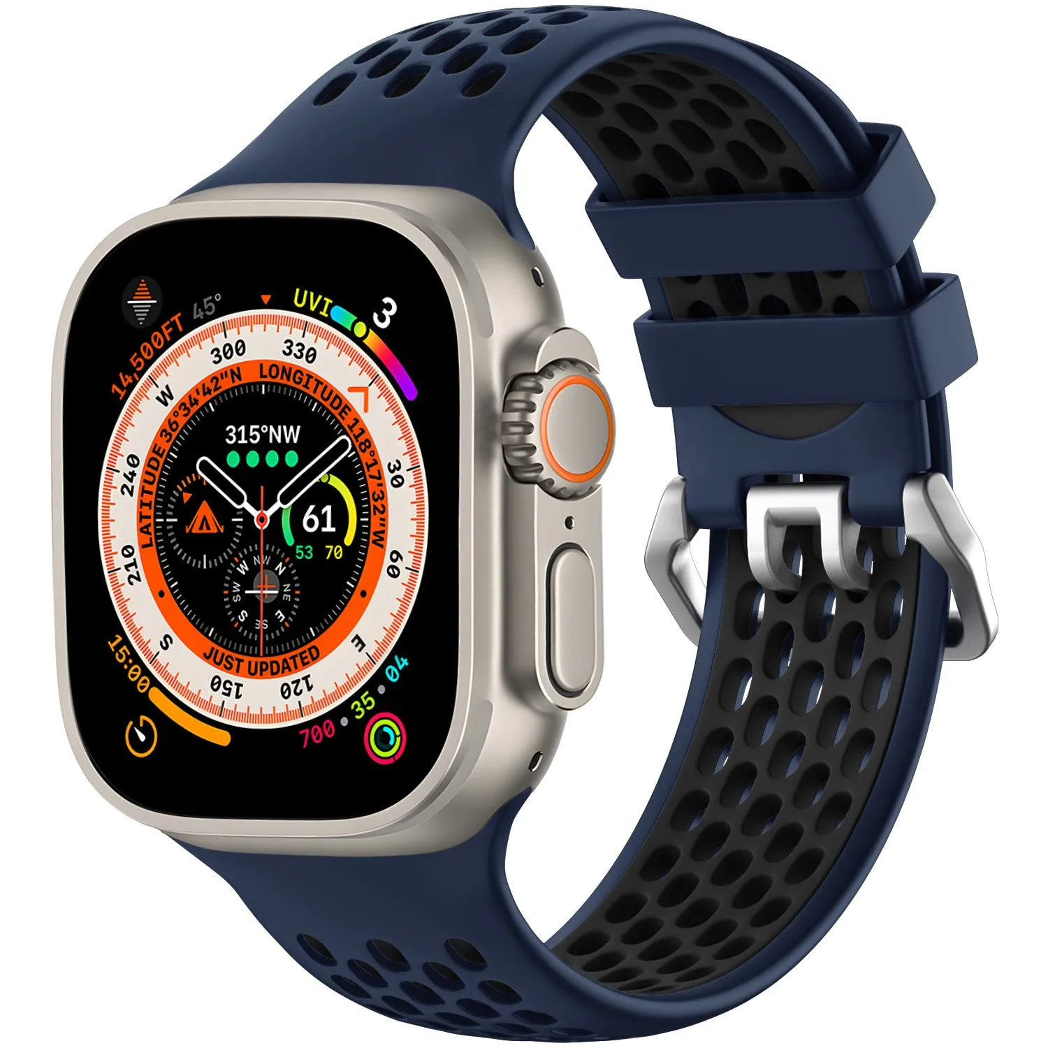 Premium Quality Apple Watch Sport Strap with Buckle (Dark Blue/Black)  Ends Soon!
