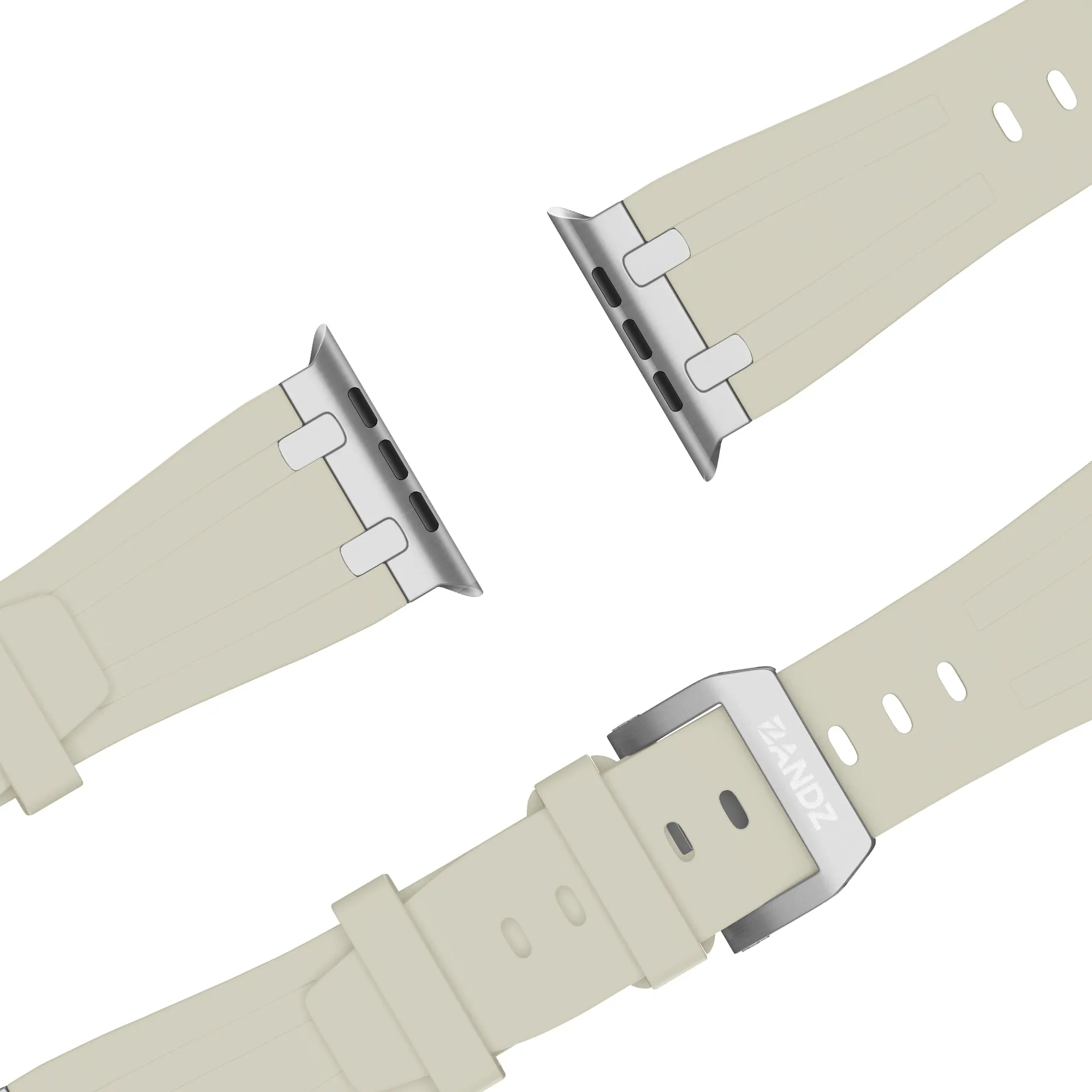 Premium Quality Bandz Apple Watch Silicone Strap 'Luxe Liquid' (Beige With Silver)  Limited Release!