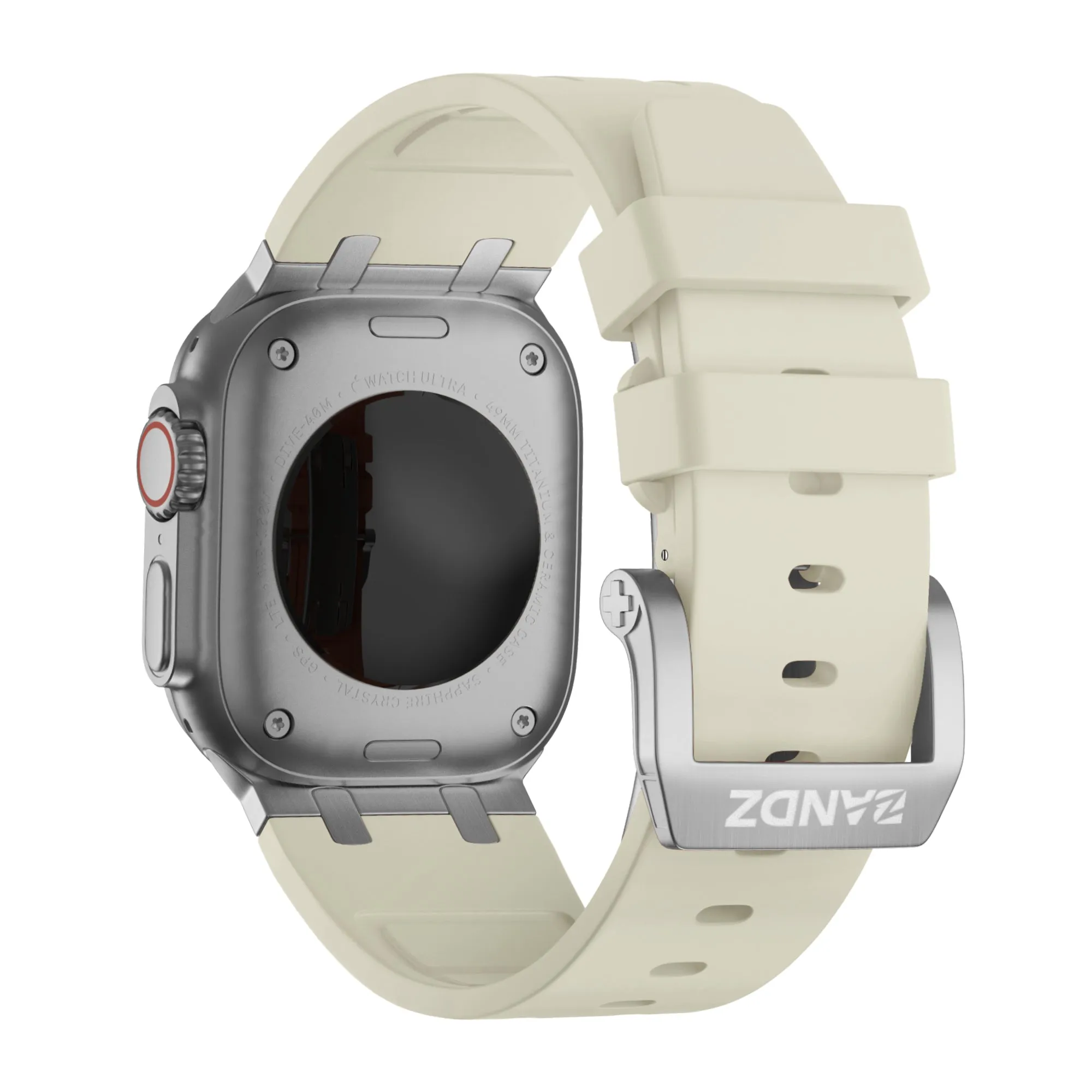 Premium Quality Bandz Apple Watch Silicone Strap 'Luxe Liquid' (Beige With Silver)  Limited Release!