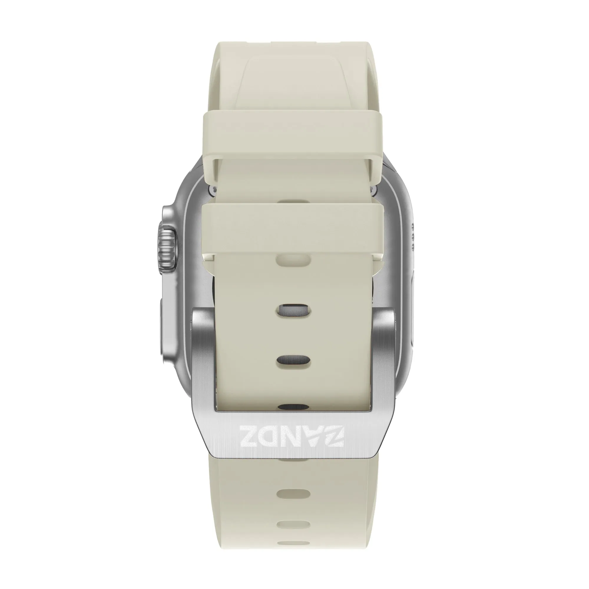 Premium Quality Bandz Apple Watch Silicone Strap 'Luxe Liquid' (Beige With Silver)  Limited Release!